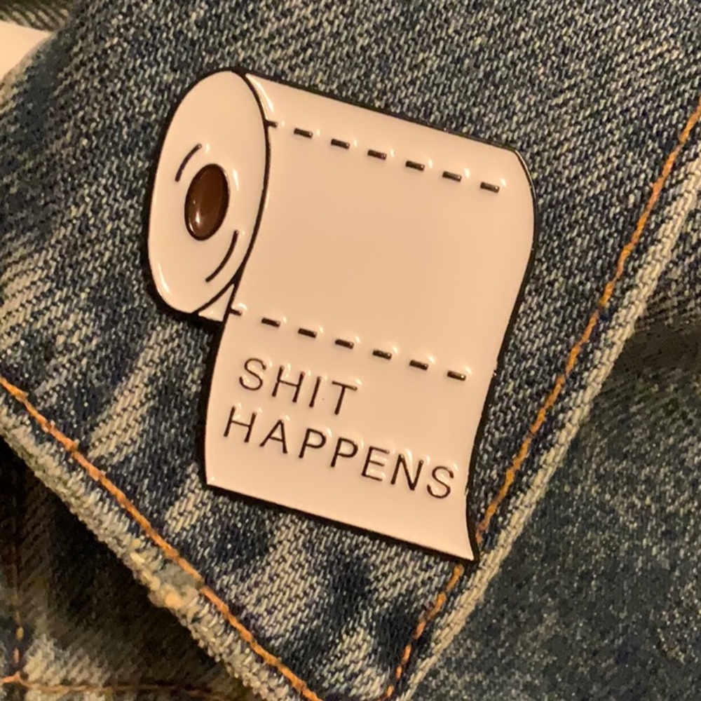 💥Bundle 3 for $25💥New metal & enamel pin. “SH*T HAPPENS” on TP roll